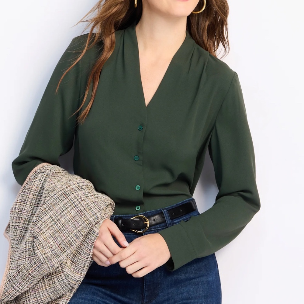 *NWT* 41 Hawthorn Harrison Button Down Blouse-Green XXL